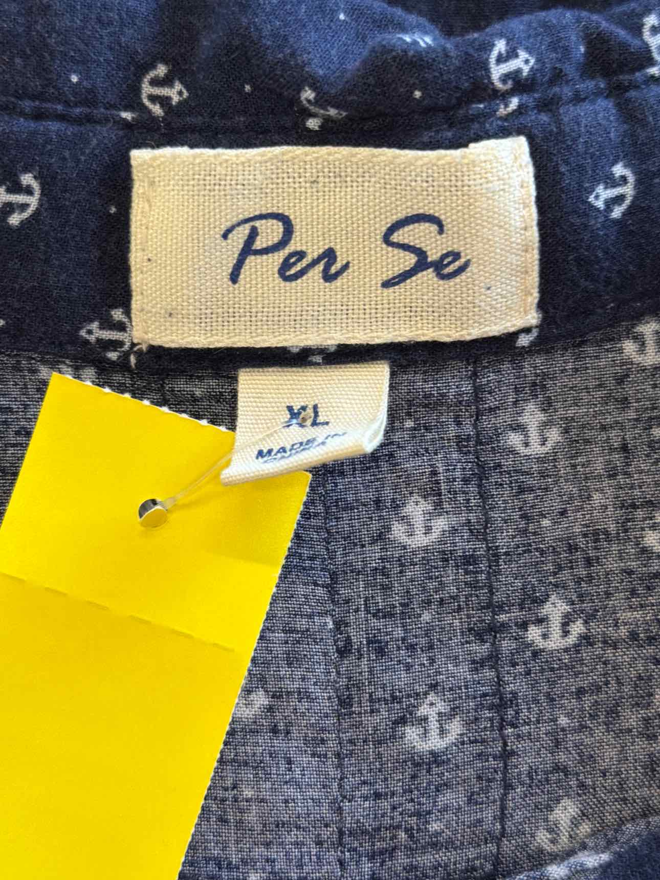 per se Size XL Navy Button Down Shirt