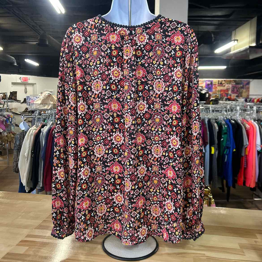 Loft Size L Black Red Preloved Blouse LS