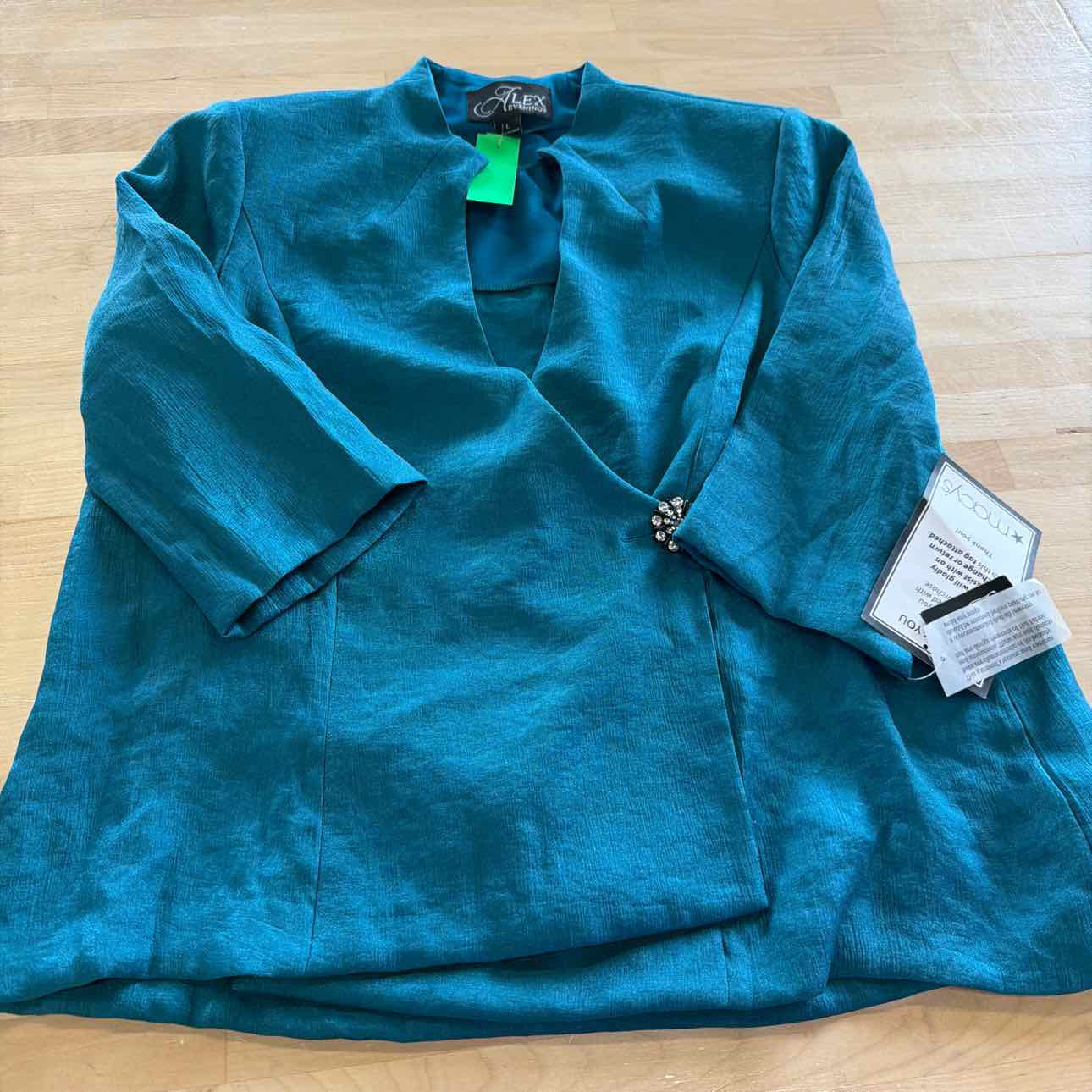 Alex Evenings Women's Asymmetrical Wrap Blouse - Teal