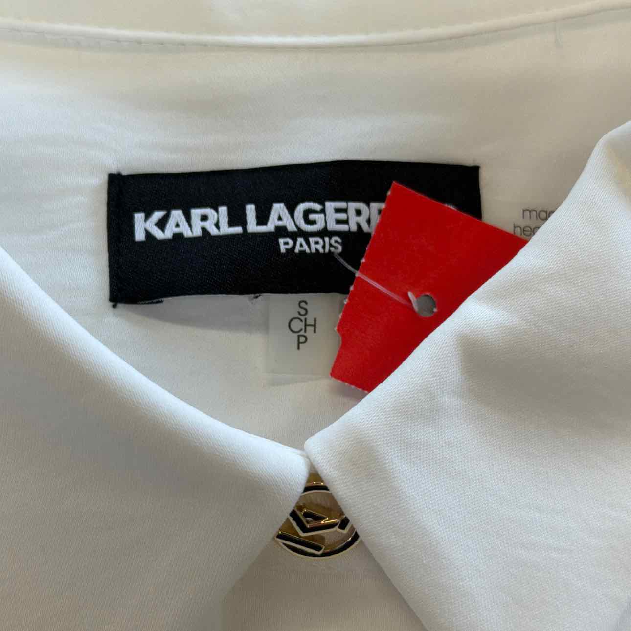 Karl Lagerfeld Paris Lace Sleeve Button up Blouse