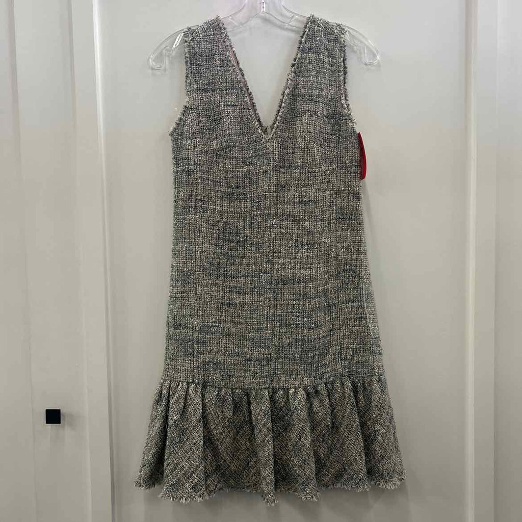 Rebecca Taylor Size 0 Gray Tweed Sleeveless V-Neck Dress