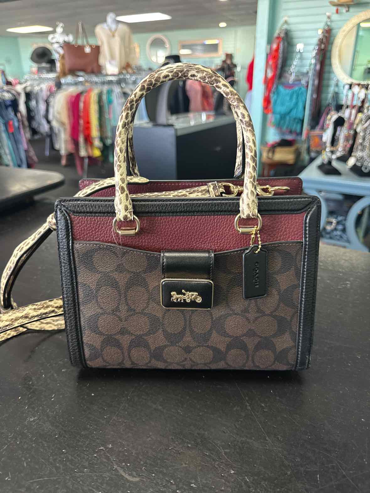 Coach Black tan brown red crossbody Purse