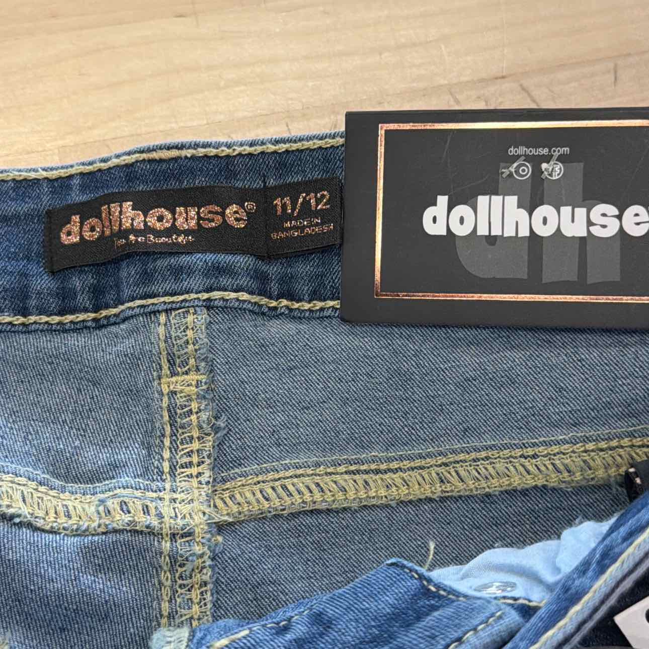 Dollhouse Juniors' Frayed High Rise Denim Bermuda Shorts - Canary Island