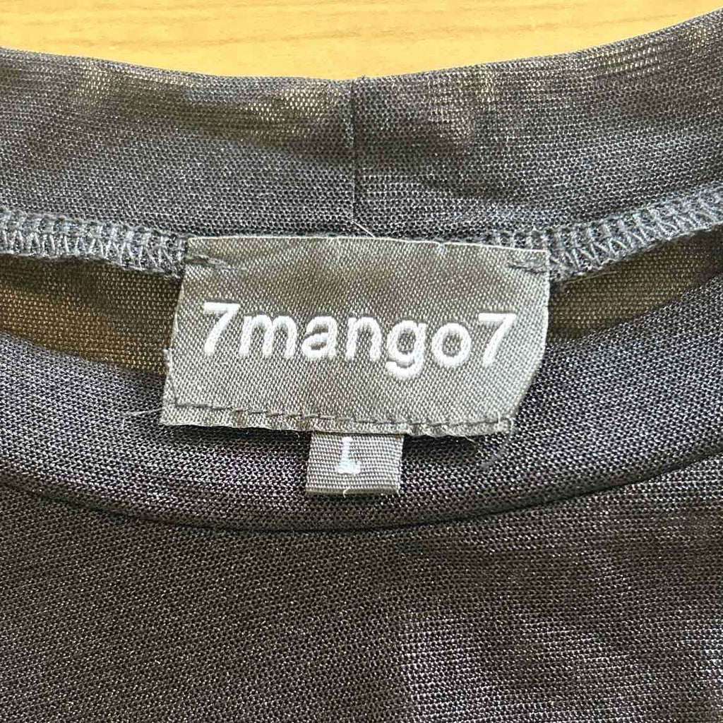 7mango7 Size L Black Sheer Preloved T-Shirt SS