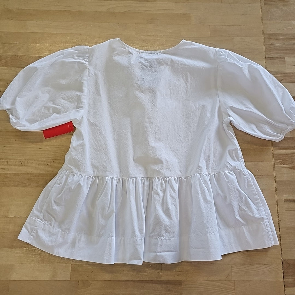 Nautica Jeans Women's Cotton Bow-Front Peplum Top - Bright White