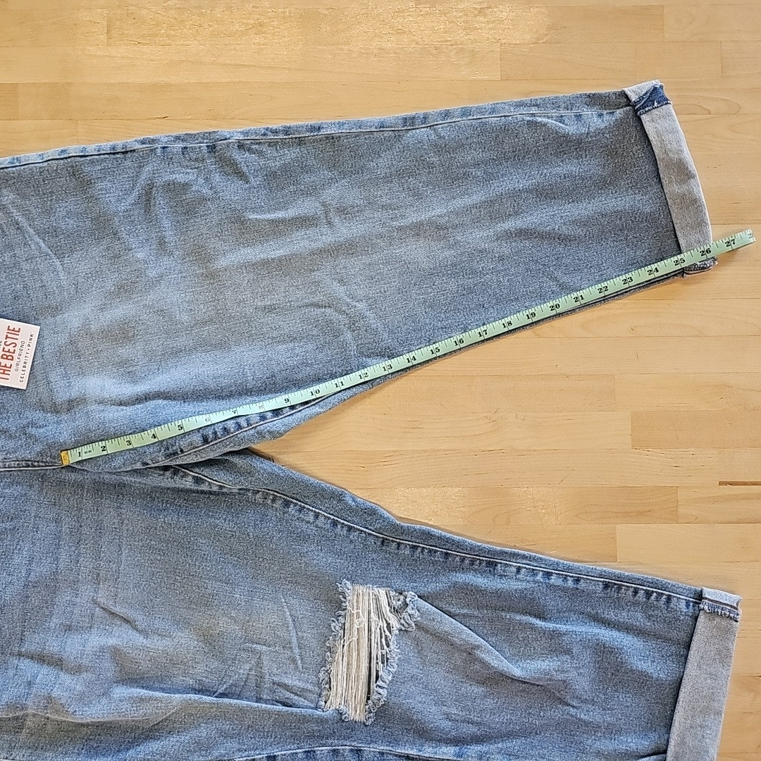 Celebrity Pink Trendy Plus Size Cuffed Girlfriend Jeans - Tide Pool - 18