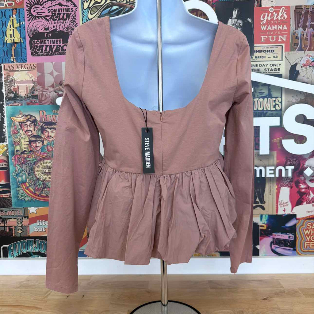 Steve Madden Size M Avielle Long-Sleeve Peplum Top