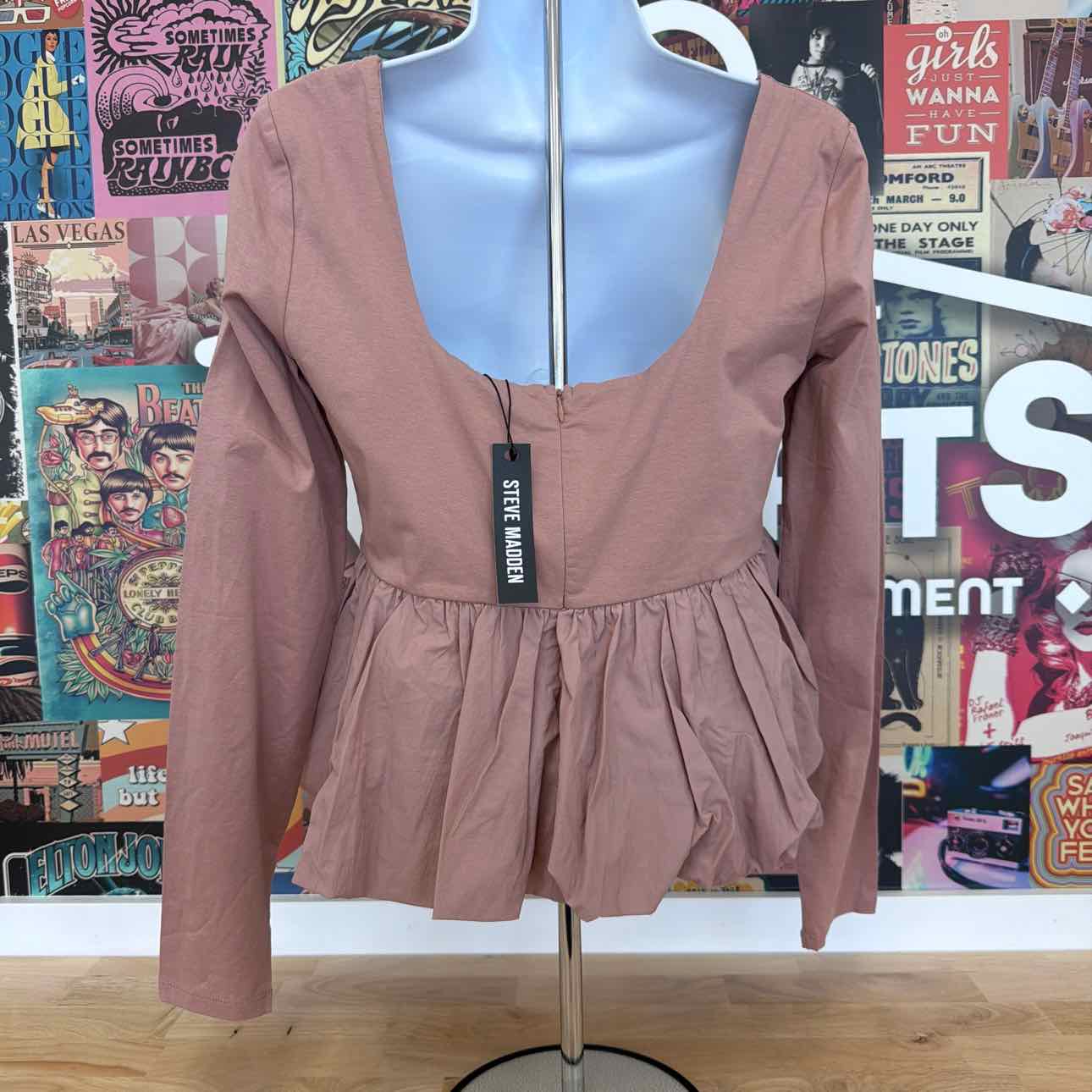 Steve Madden Size M Avielle Long-Sleeve Peplum Top