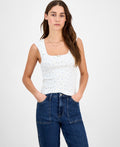 hippie rose Size XL Pointelle Ditsy Print Seamless Tank - White Ditsy