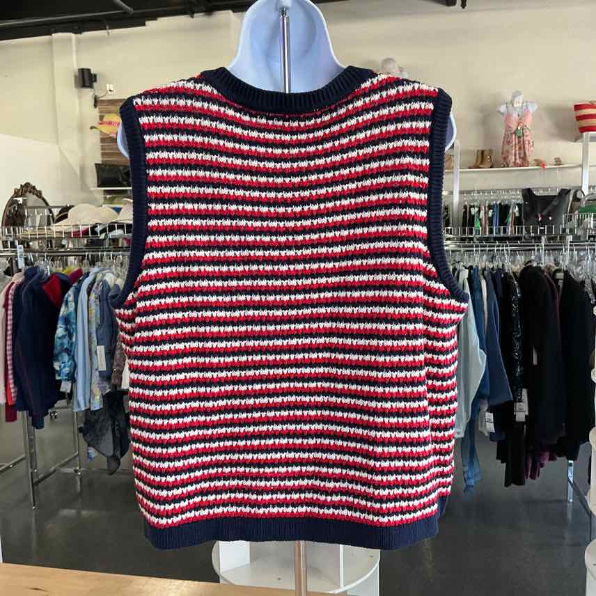 Express Size L Navy/Red Knit New Vest