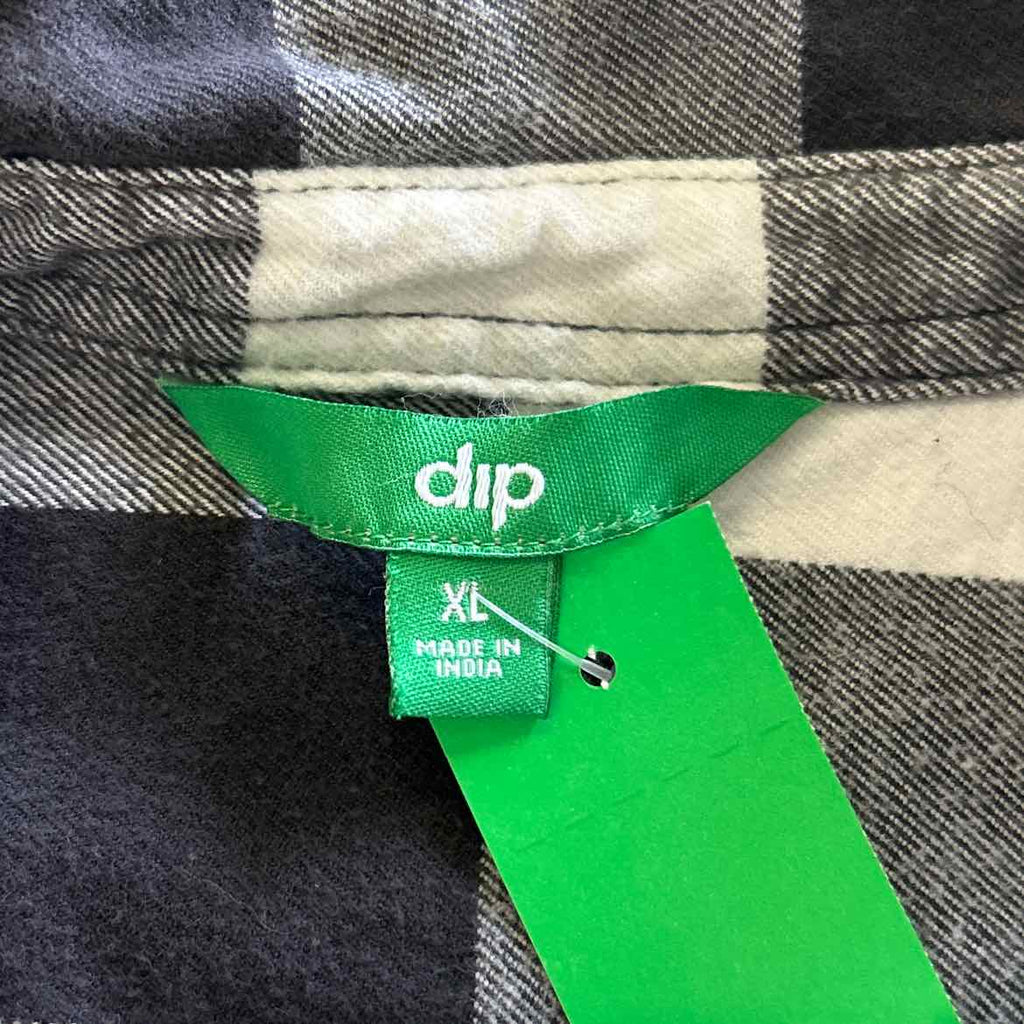 dip Size XL White Gray Preloved MENS Button Down Shirt