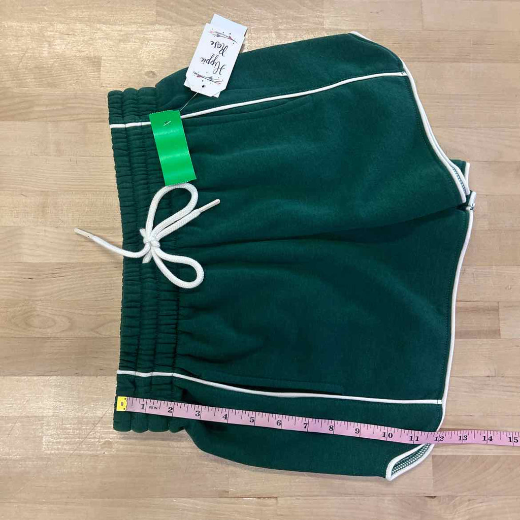 Hippie Rose Juniors' Contrast-Piped Pull-on Sweatshorts - Green - S