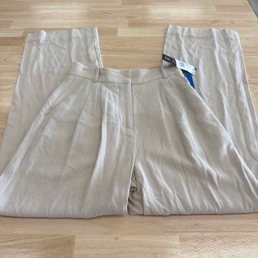 BCX Size 1 Pleat-Front Mid-Rise Wide-Leg Pants - Sand