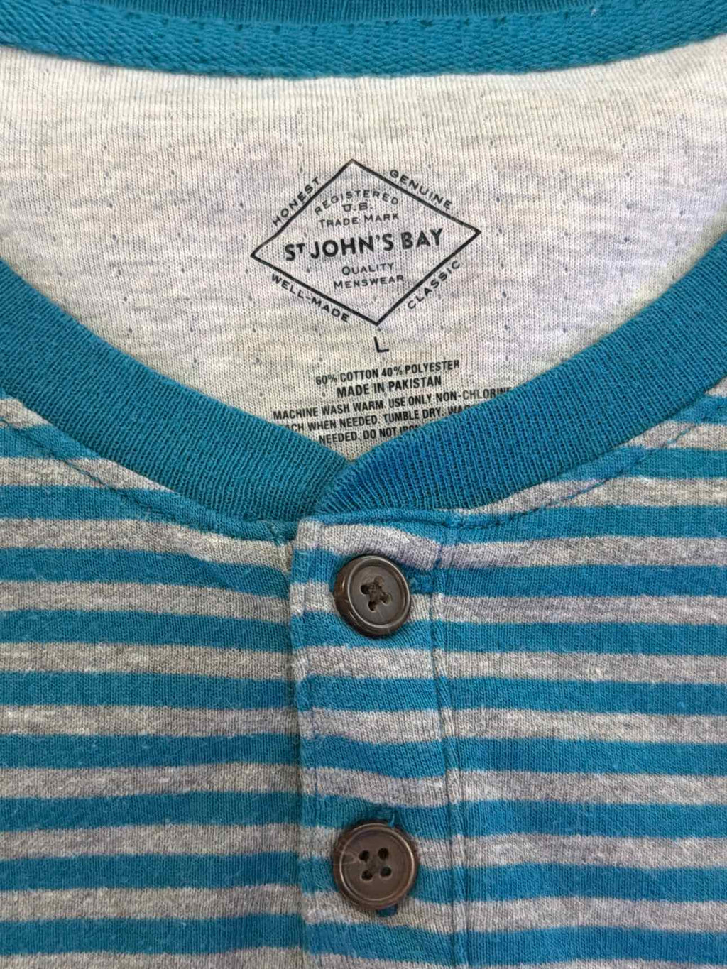 St. Johns Bay Size L Blue MENS Long Sleeve Shirt