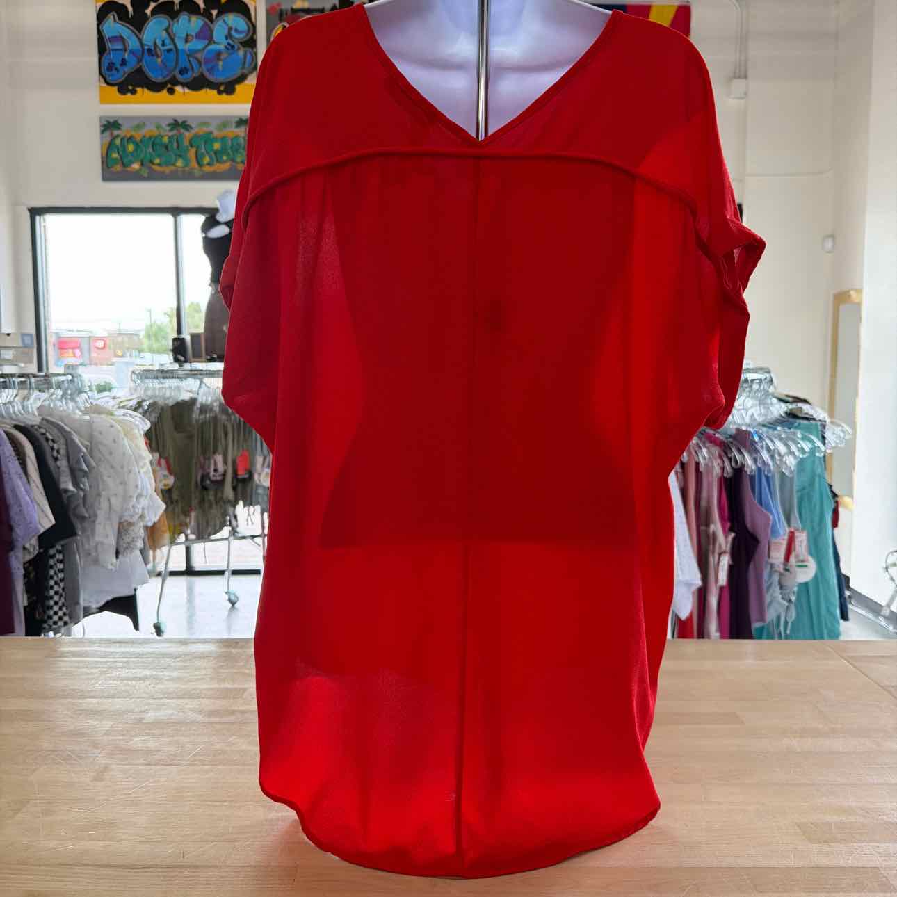 Janette Plus Size XL Red Preloved Blouse SS