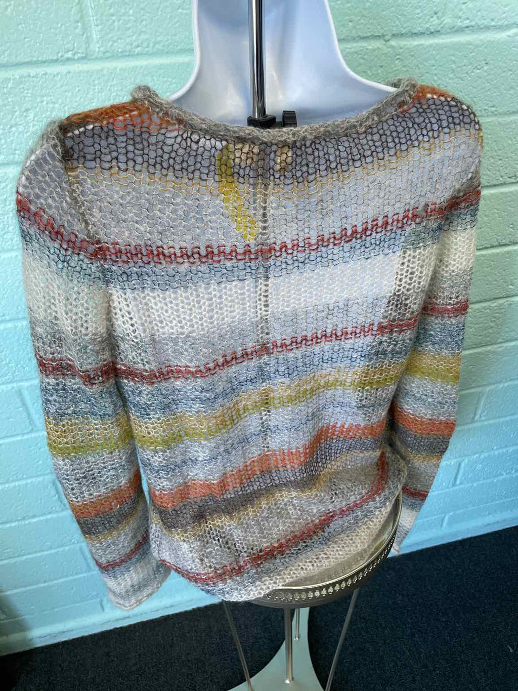 Moth by Anthropologie Size M Red Yellow Blue Stripe Sweater
