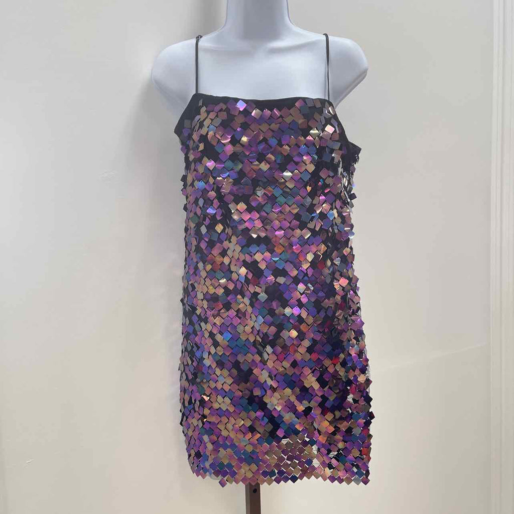 astr Size M Porsche Sleeveless Sequin Mini Dress - Purple Multi
