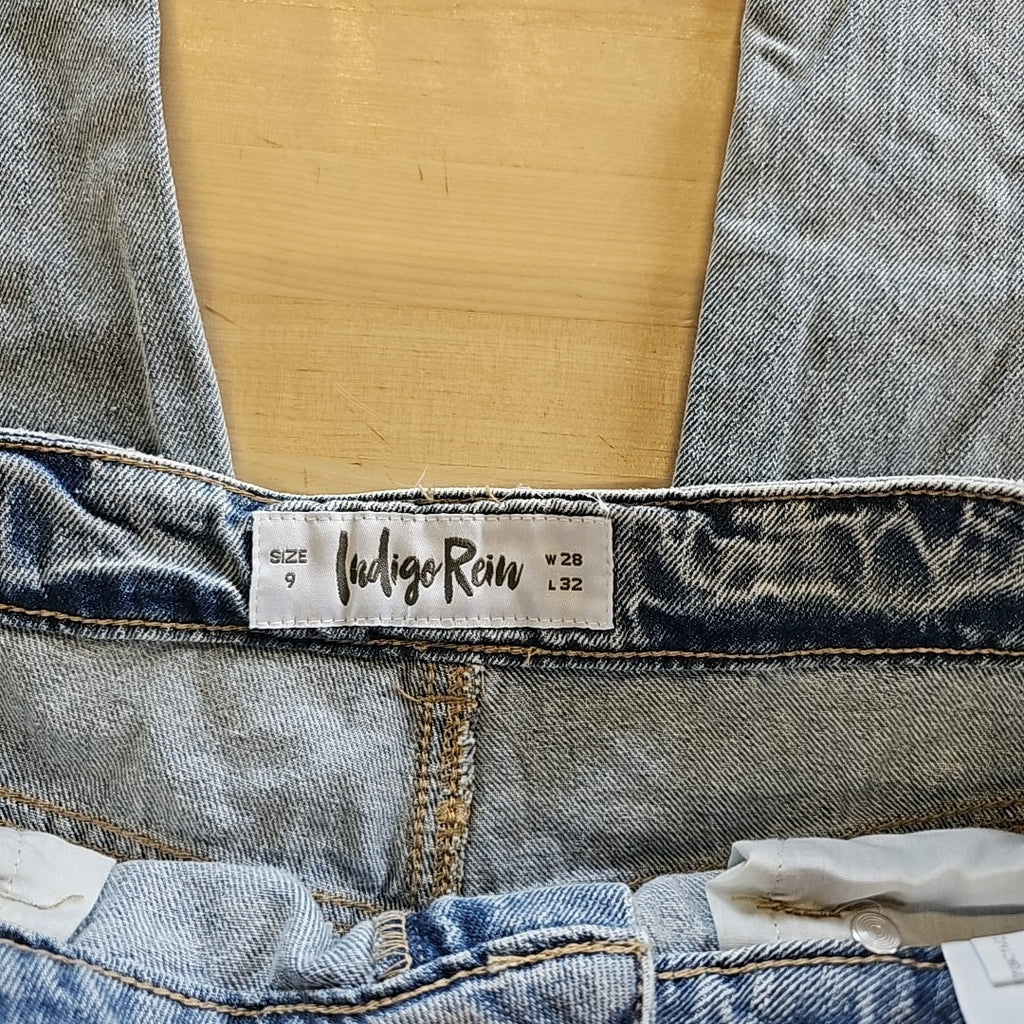 Indigo Rein Juniors' High-Rise Embroidered Wide-Leg Jeans - Light Blue - 9