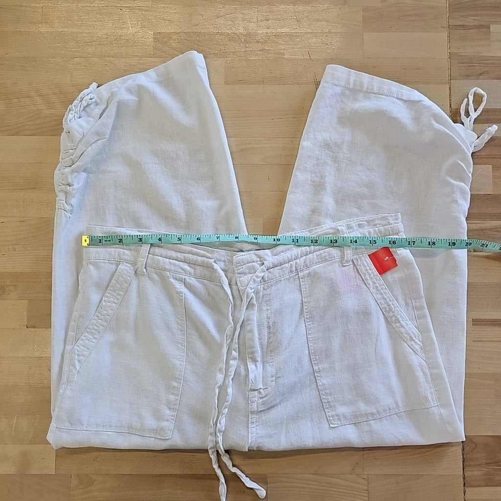 Kensie Size 10 White Linen Rayon Preloved Pants