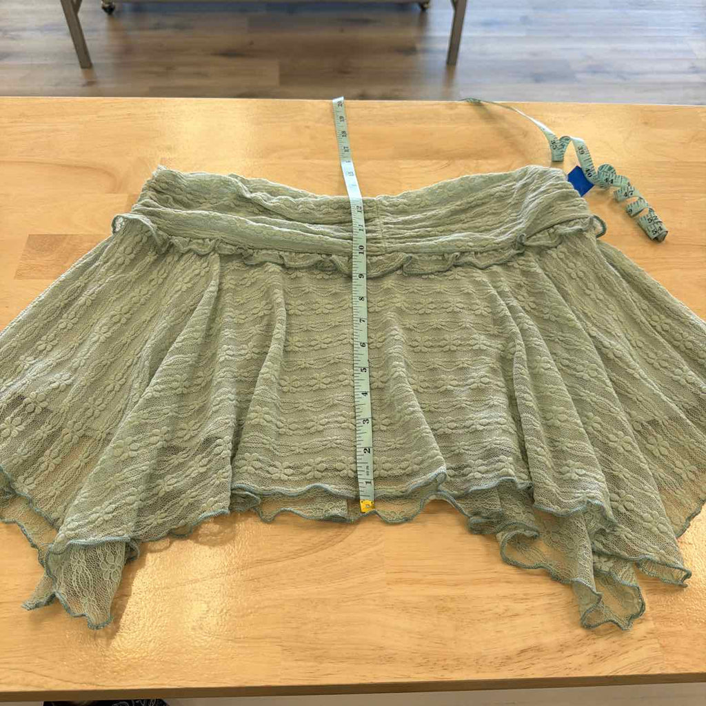 Planet Heart Size XL Lace Handkerchief-Hem Skirt - Aqua Grey