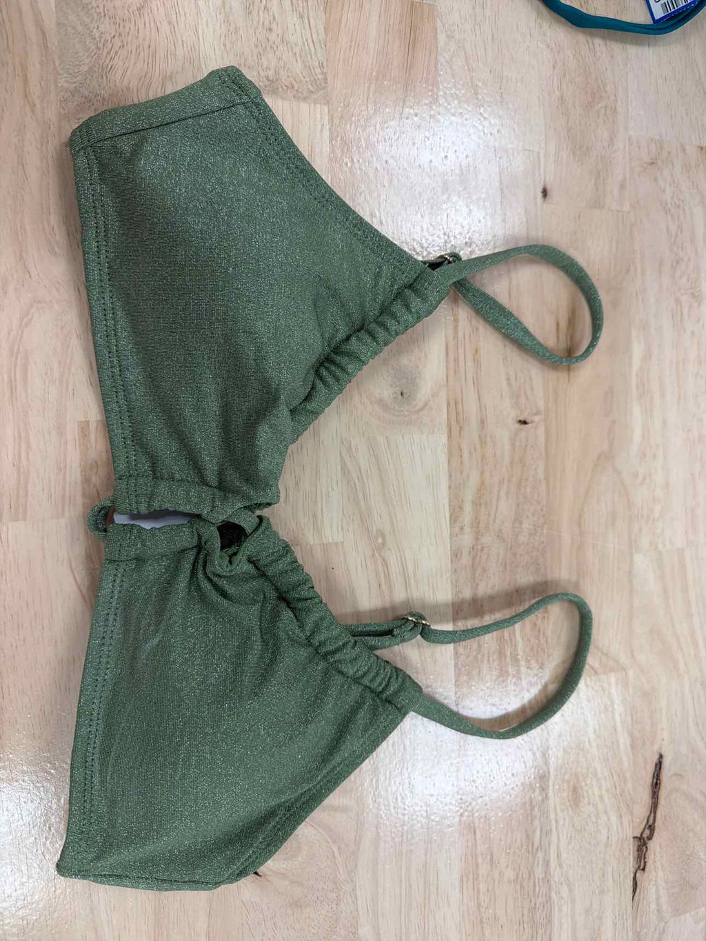 Salt + Cove Size S Solid Lurex Twist-Front Bralette Bikini