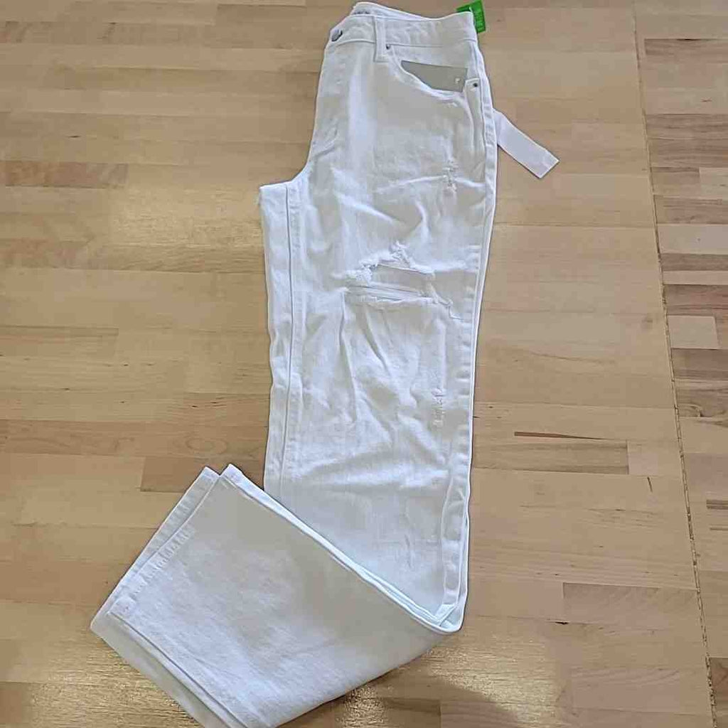 tinceltown Size 1 White Relaxed Ripped High-Rise Straight-Leg Jeans  NWT