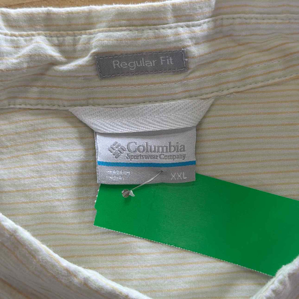 Columbia Size XXL Orange & Green Stripe Preloved MENS Short Sleeve Shirt