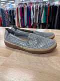Clarks Size 6 Silver Danelly Perforated Preloved Slip On Espadrilles