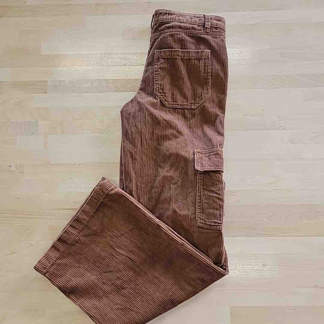 TINSELTOWN Size 3 Cotton Corduroy Low-Rise Cargo Jeans - Pecan