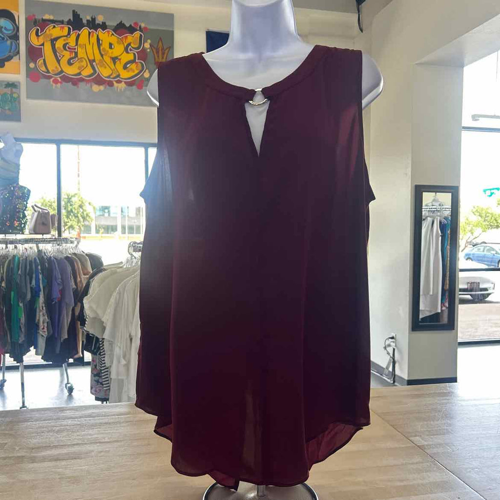 Sami & Jo Size XL Burgundy Polyester Preloved Sleeveless