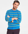 Male Club Room Men's Size M Blue Prep Stripe Sweater - Sapphire Lake