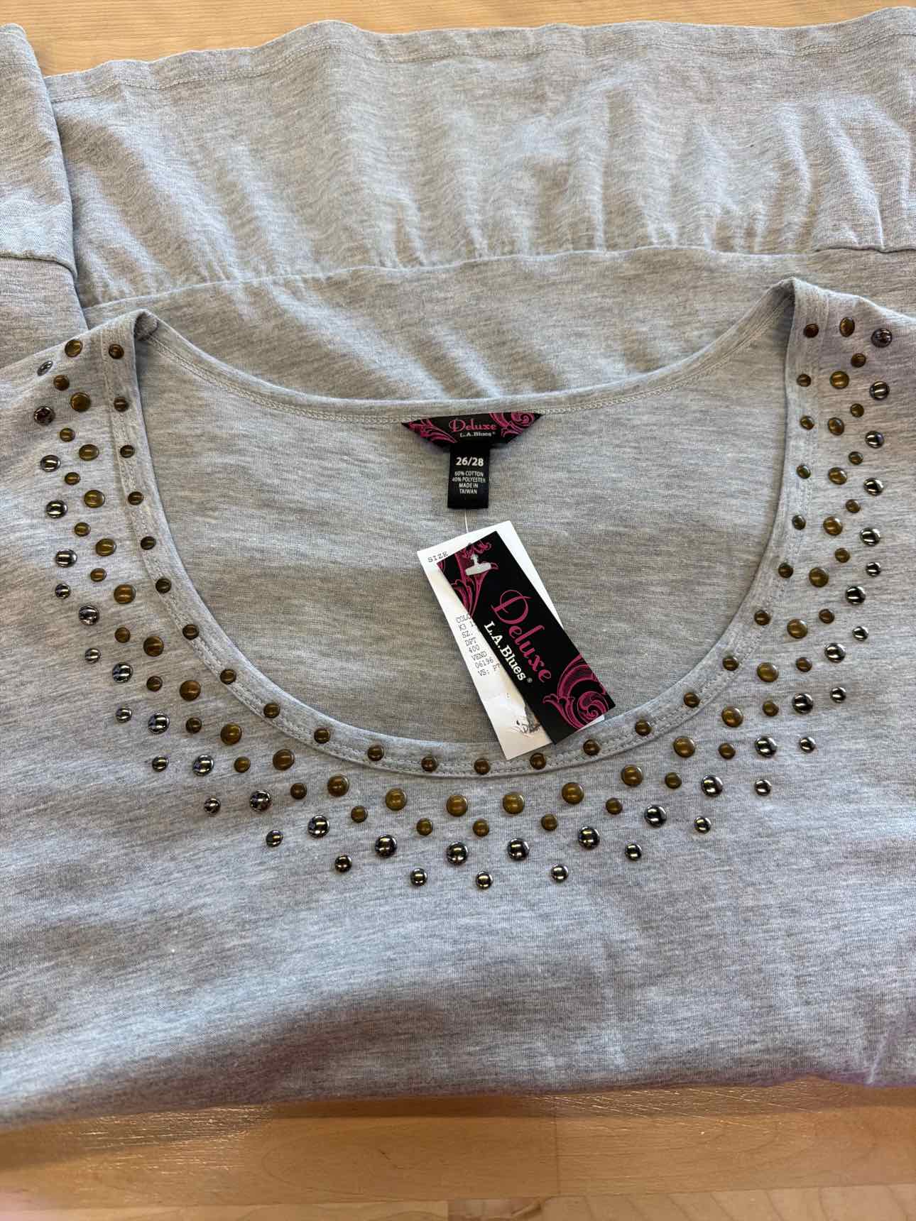 LA Blues Size 26/28 Gray Studs Shirt