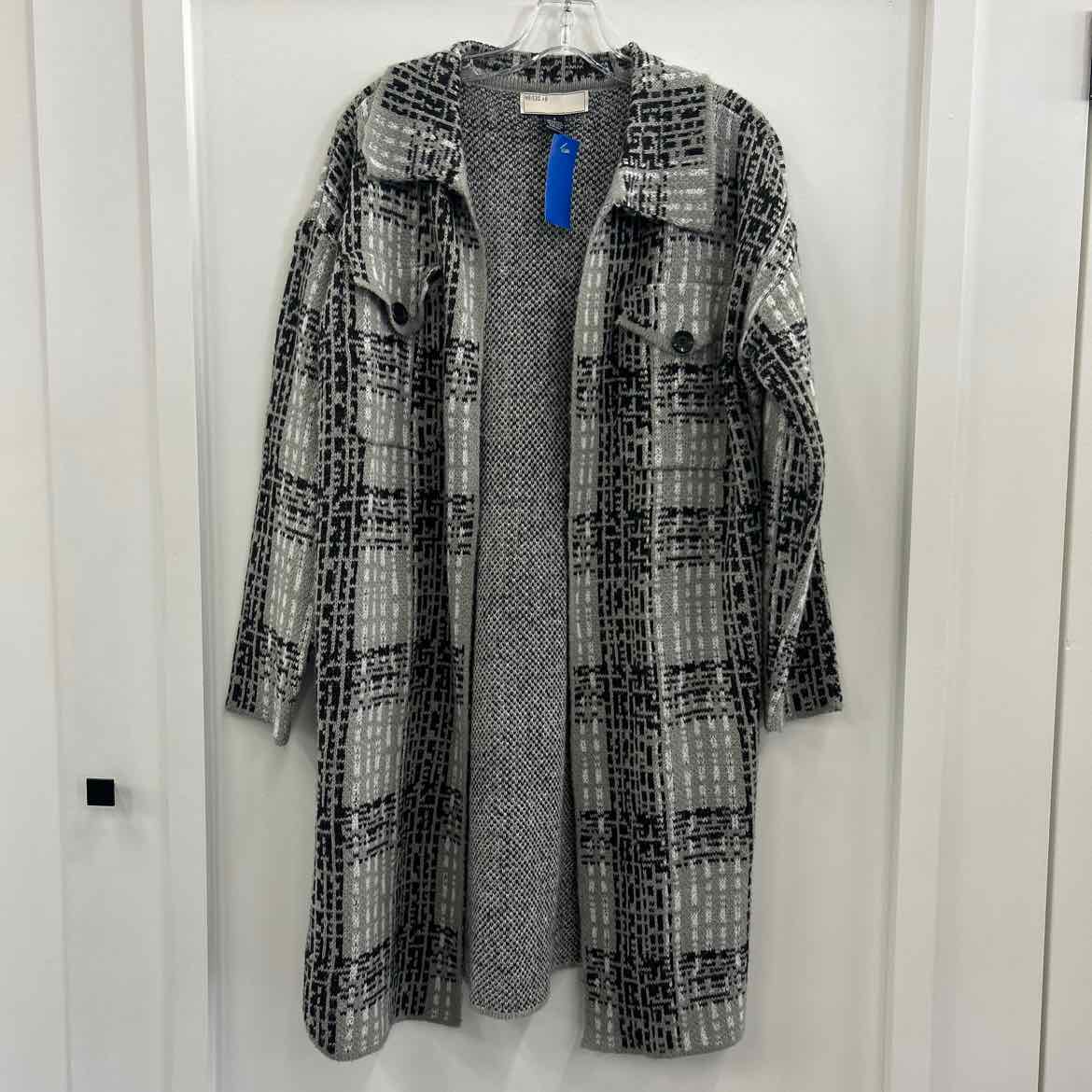 by design Size S Black Gray Knit Duster Length Sweater Jacket