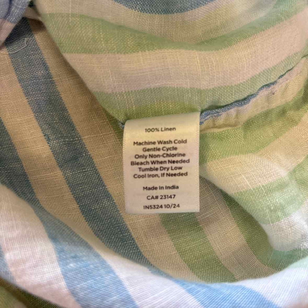 Talbots Size LP White Blue Green Preloved Button Down LS