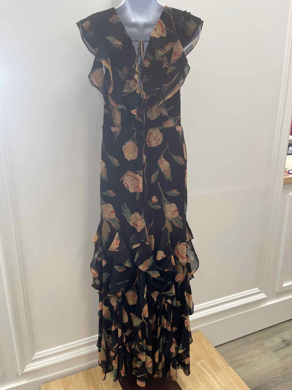 Lauren Ralph Lauren Women's Floral Ruffle-Trim Georgette Gown - Black Multi