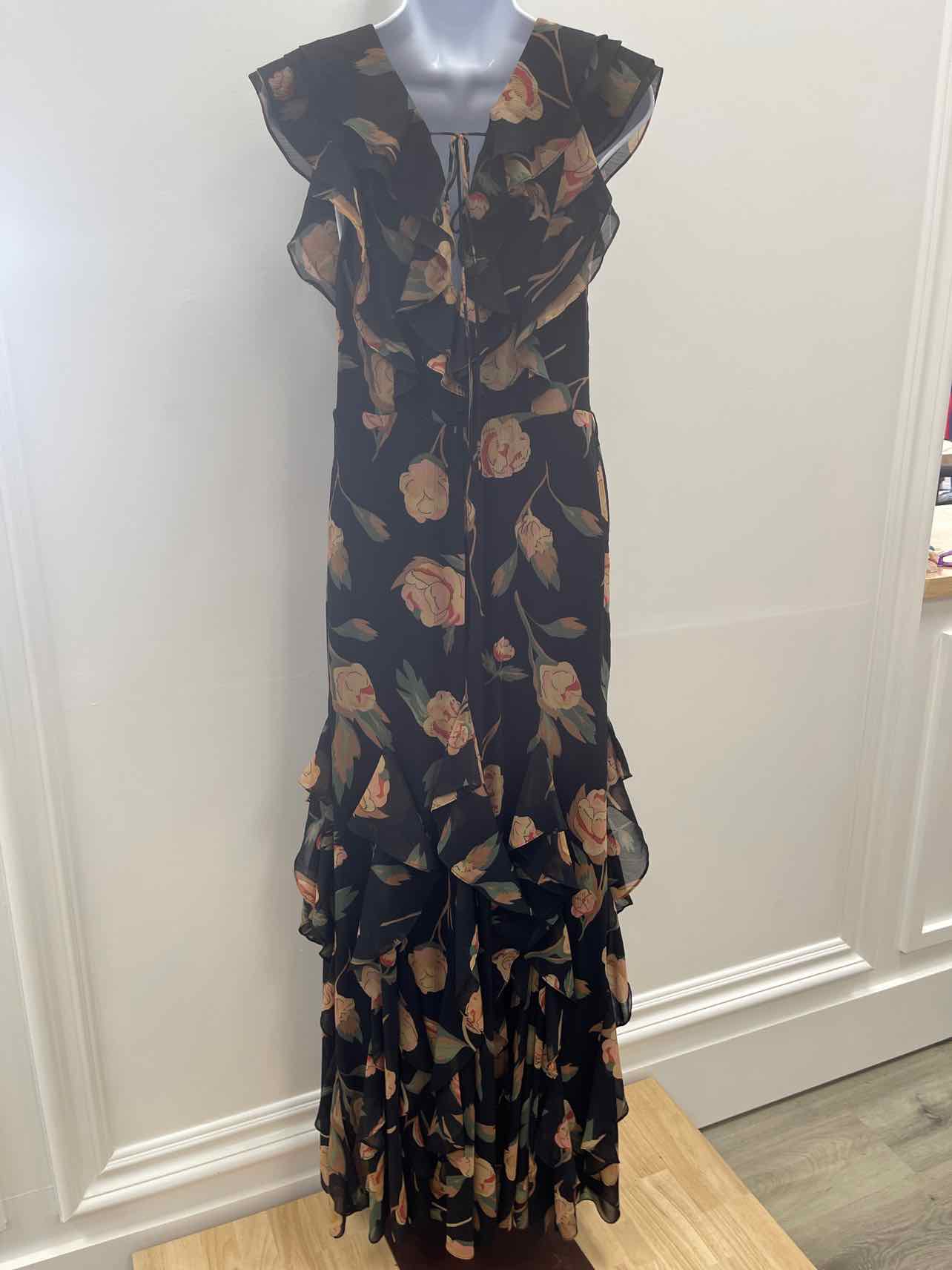 Lauren Ralph Lauren Women's Floral Ruffle-Trim Georgette Gown - Black Multi
