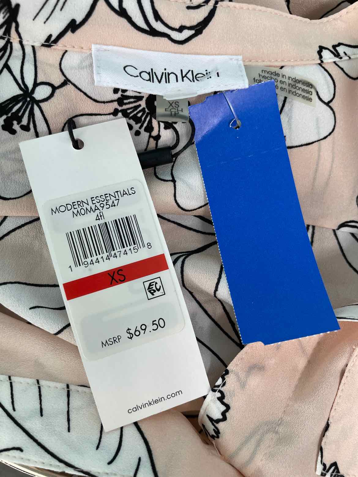 Calvin Klein Size XS Beige & Pink Blouse