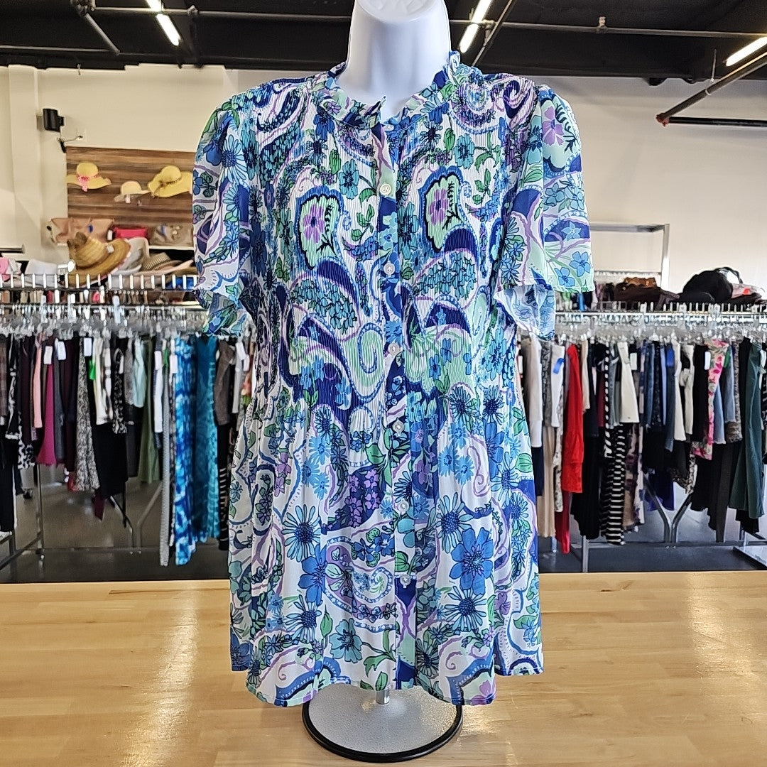 Spence Size L Blue Button Down Shirt