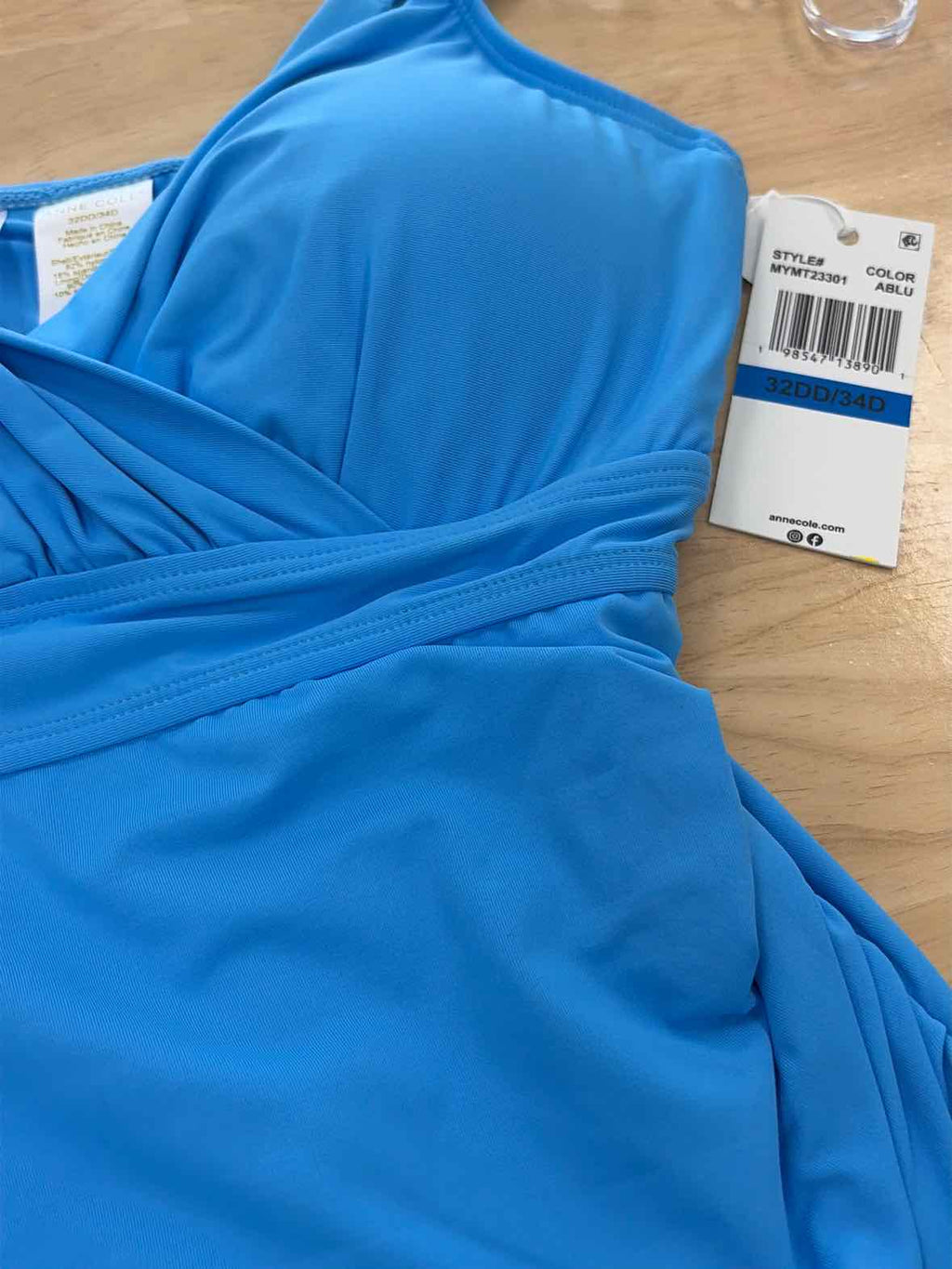 Anne Cole Size 32DD/34D  Underwire Surplice Tri Tankini 32DD/34D Blue