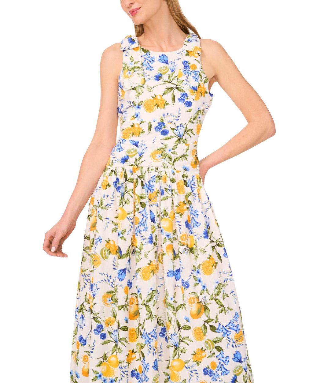 CeCe Size M White Yellow New Dress