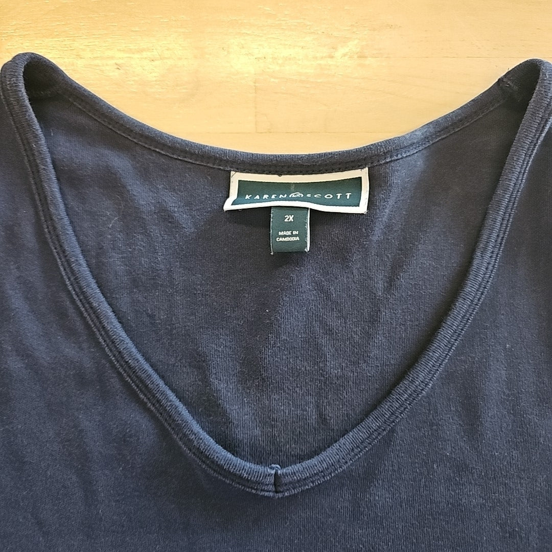 Karen Scott Size 2X Navy T-shirt