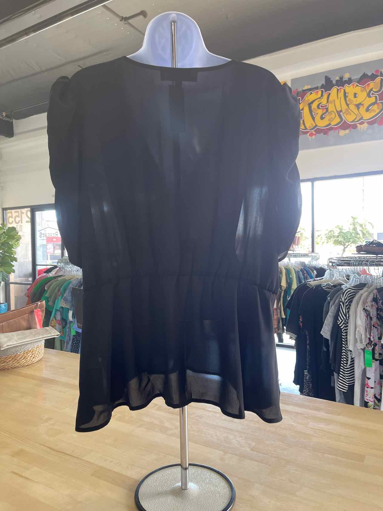 Eloquii Size 16 Black Beige Mesh Preloved Blouse SS