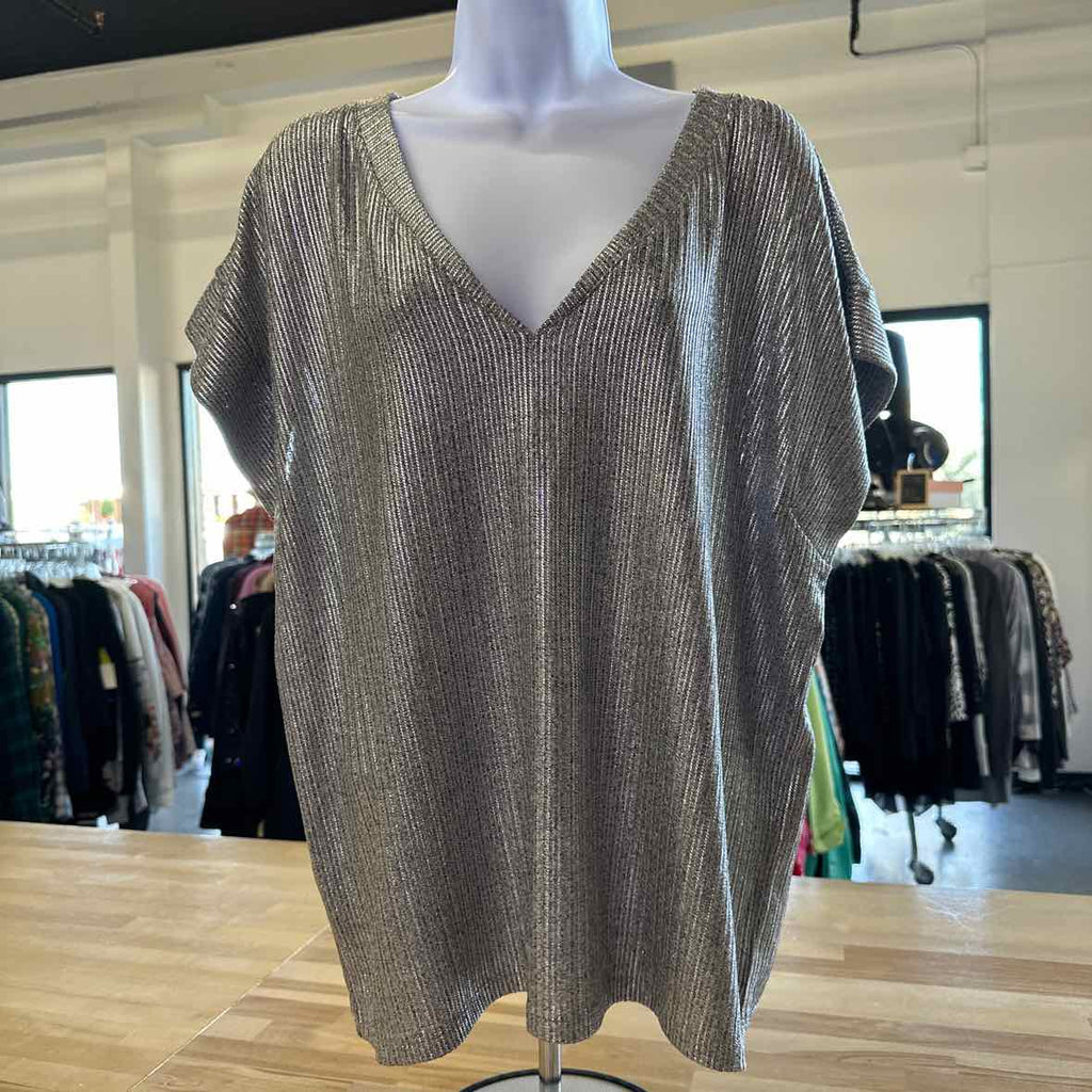 White House Black Market Size XL Silver Blouse