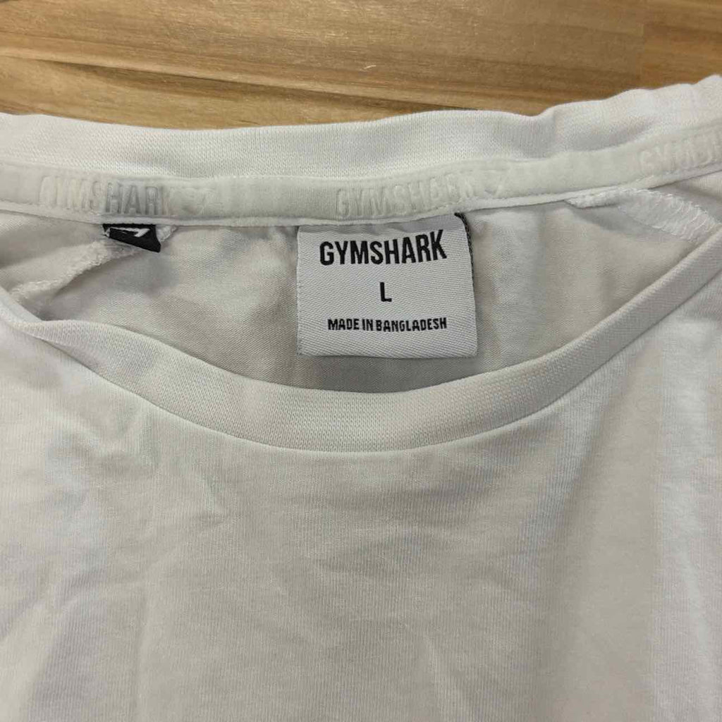 GYMSHARK Size L White MENS Athletic Long Sleeve
