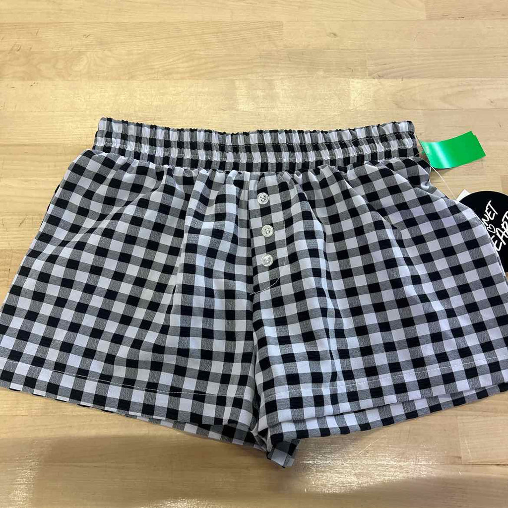 Planet Heart Juniors' Gingham Boxer Shorts - Black Beauty - XS