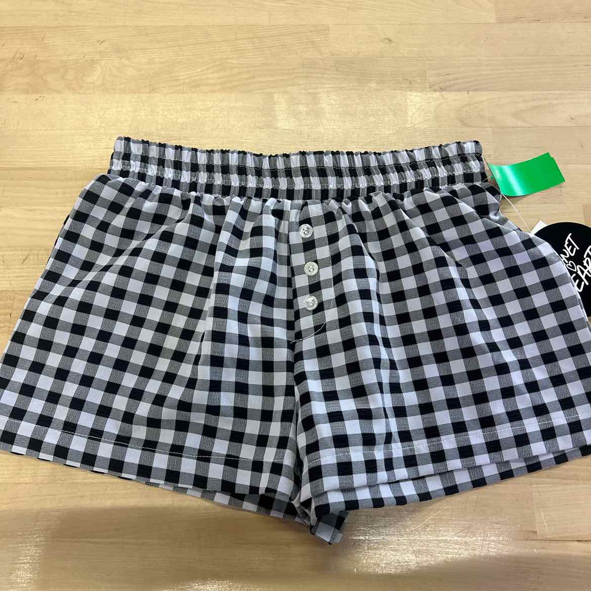 Planet Heart Juniors' Gingham Boxer Shorts - Black Beauty - XS