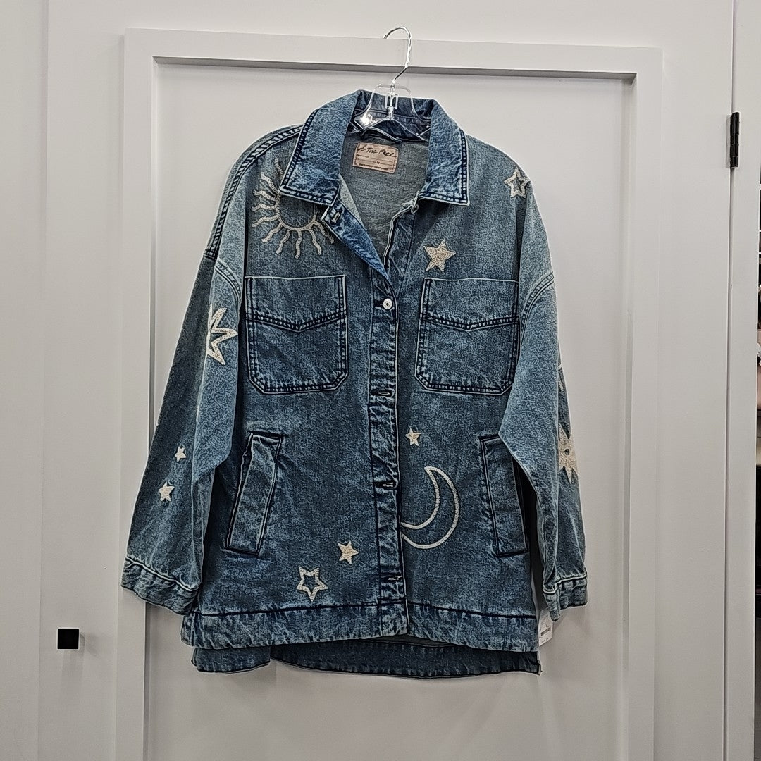 Free People Women's Madison Embroidered Denim Shirt Jacket