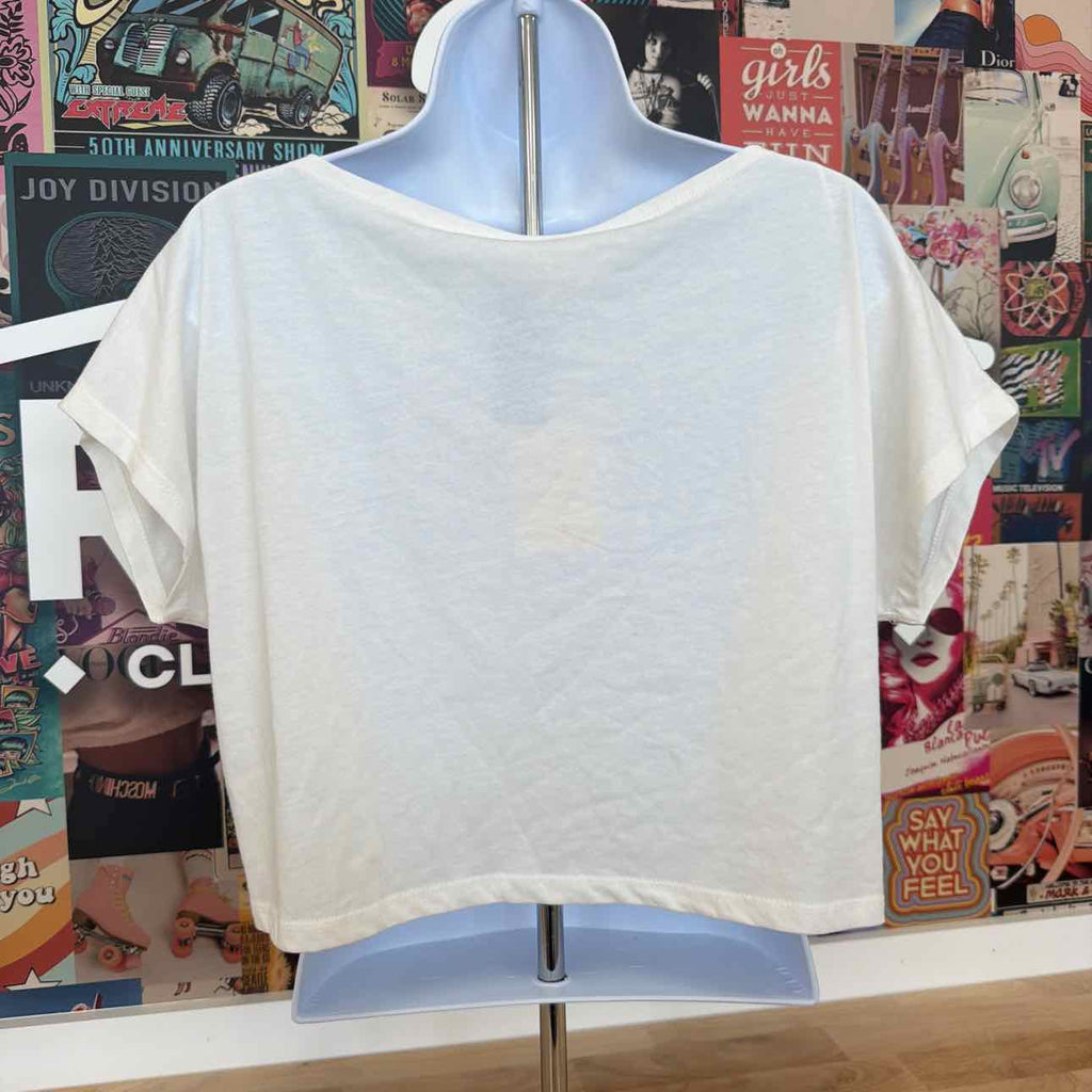 Self E Size M Graphic Off-the-Shoulder T-Shirt - White