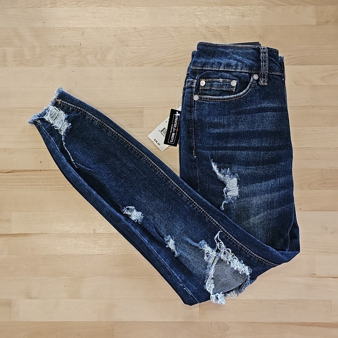 Indigo Rein Juniors' Mid-Rise Distress Curvy Jeans