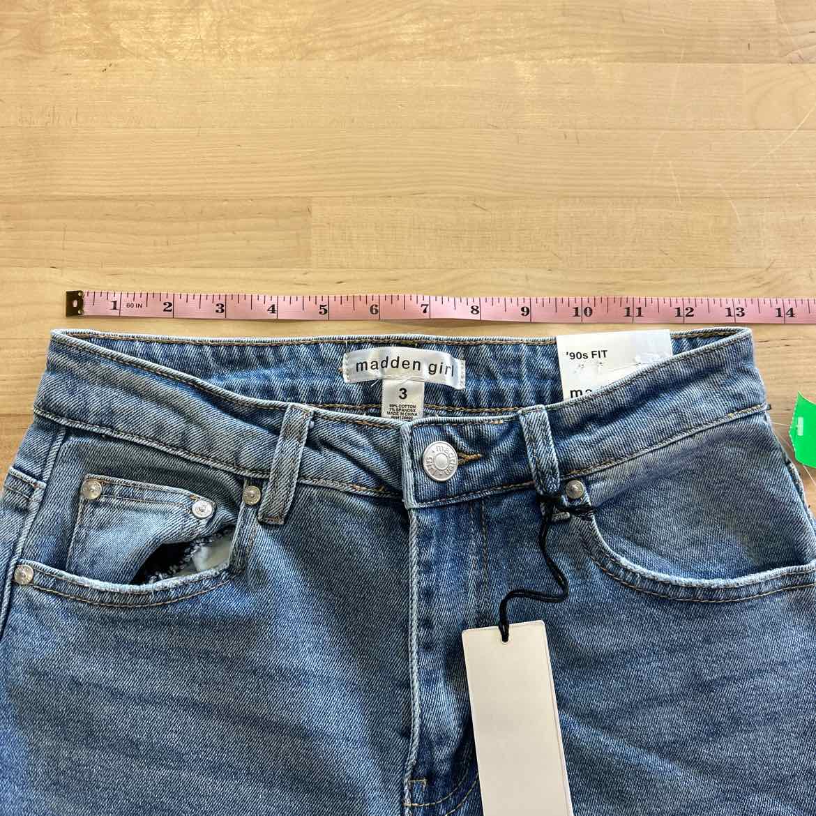 Madden Girl Juniors' Super High Rise Distressed 90s Wide Leg Jeans - Medium Wash